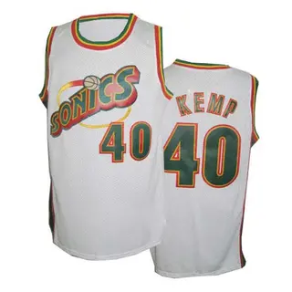 Men's Shawn Kemp Oklahoma City Thunder White SuperSonics Throwback Jersey - Authentic