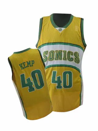 Men's Shawn Kemp Oklahoma City Thunder Yellow SuperSonics Throwback Jersey - Authentic